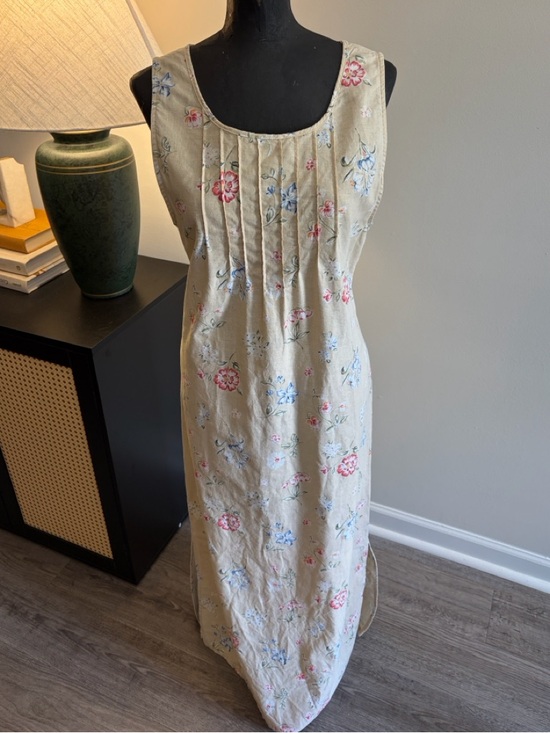 White Stag Dresses & Skirts - White Stag Romantic Cottage Yellow Cream 55% Linen Floral Maxi Dress Size 4/6